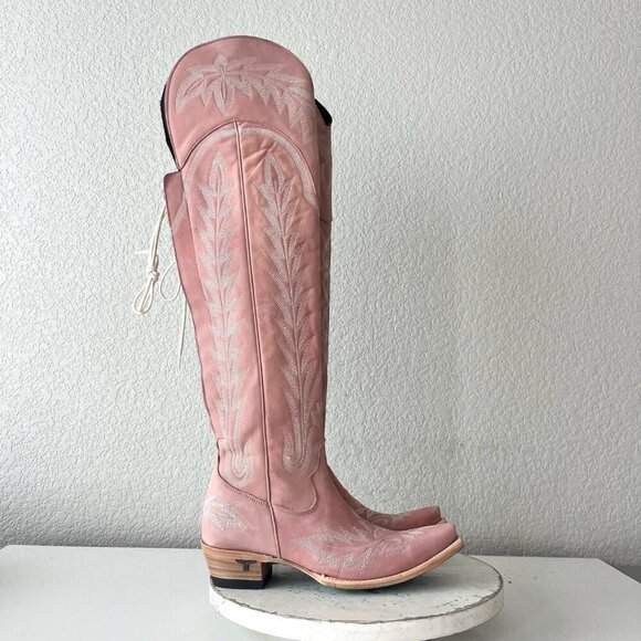 Lane LEXINGTON Over the Knee Womens Cowboy Boots 7.5 Pink Western Cowgirl Tall - Picture 2 of 16